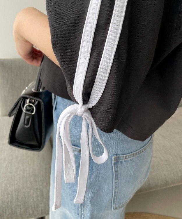 WEGO 2ラインリボングラフィックショートT ブラック