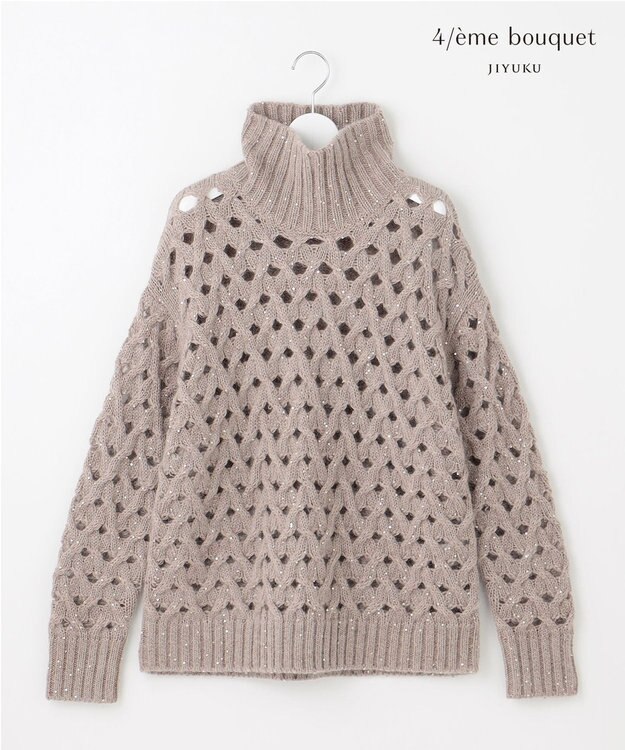 自由区 【カトリエムブーケ】Paillette mix スパンコールプルオーバーニット ベージュ