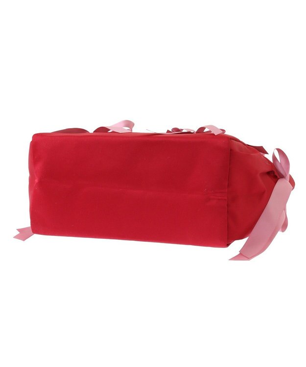 Maison de FLEUR サイドポケットリボンサテントートバッグ Red