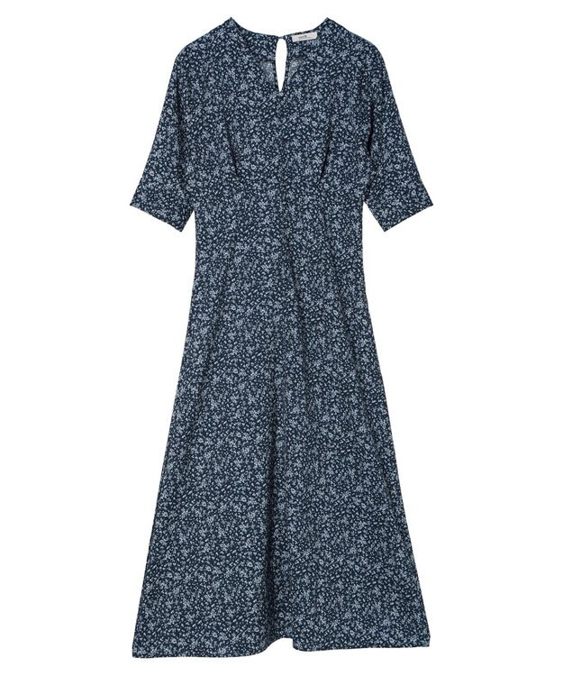 earth music&ecology 小花柄Ｖネックワンピース Navy