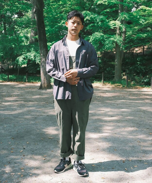 SHARE PARK MENS 【UVカット・撥水・ストレッチ】イージーデニムレギュラーカラーシャツ ネイビー系