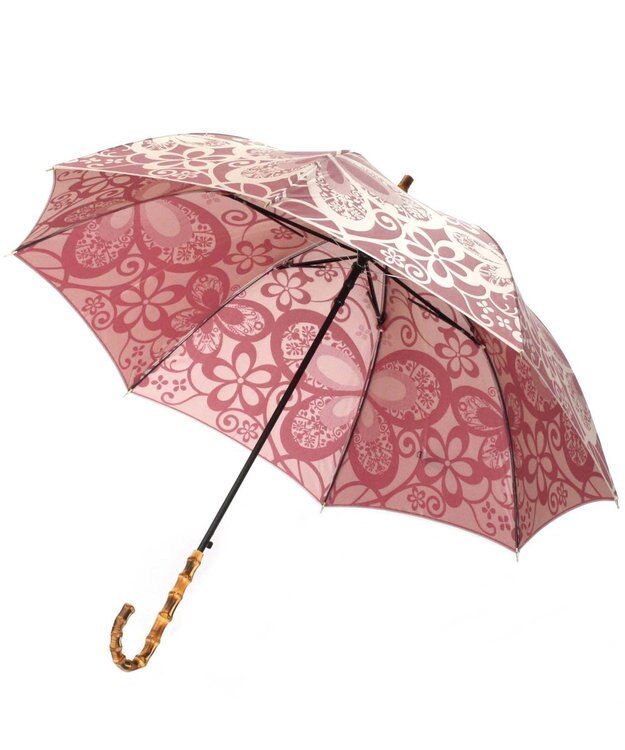 槇田商店 Kirie 蝶々 ワインレッド 長傘 ワイン