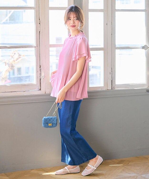 Feroux ベルト付き テンセルデニム ワイドパンツ ネイビー系