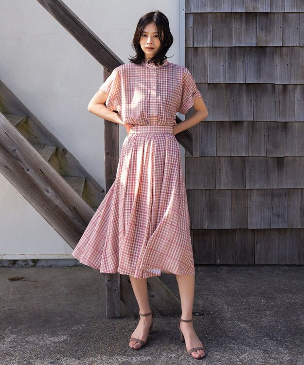 組曲 L 【洗える】シアーチェック ブラウス イエロー系3