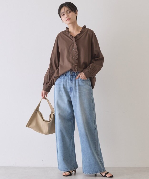 AMERICAN HOLIC フリルVネックブラウス Brown