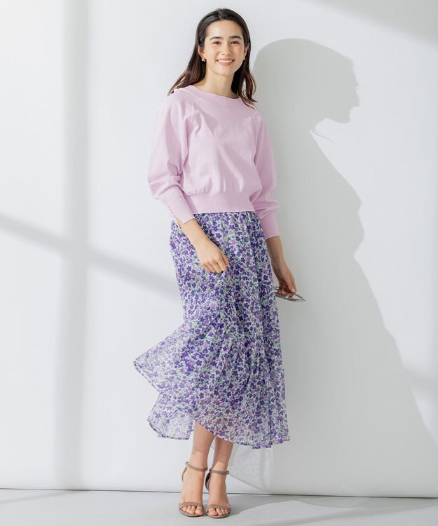 組曲 S 【パールボタン付】ブーケカラーリラクシー ニット ピンク系