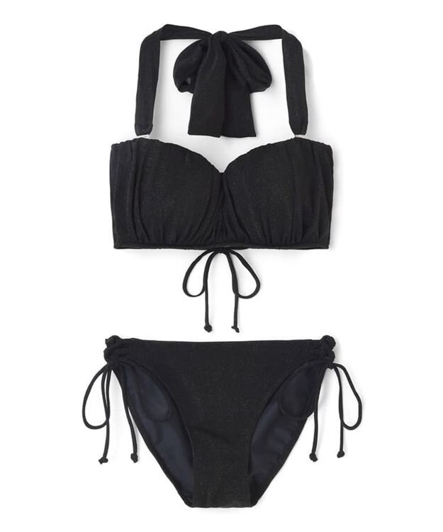 San-ai Resort（三愛水着楽園） 軽い着け心地でしっかり盛れる【楽盛り水着】　ラメギャザーワイヤー水着　9M　【San-ai Resort（サンアイリゾート）】 ブラック