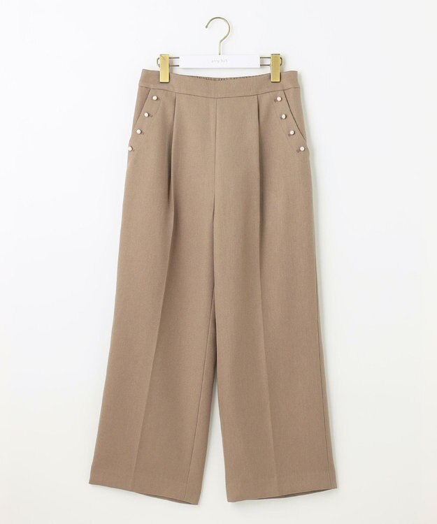 ANY SIS 【美人百花11月号掲載】パール調ポイントツイル パンツ モカ