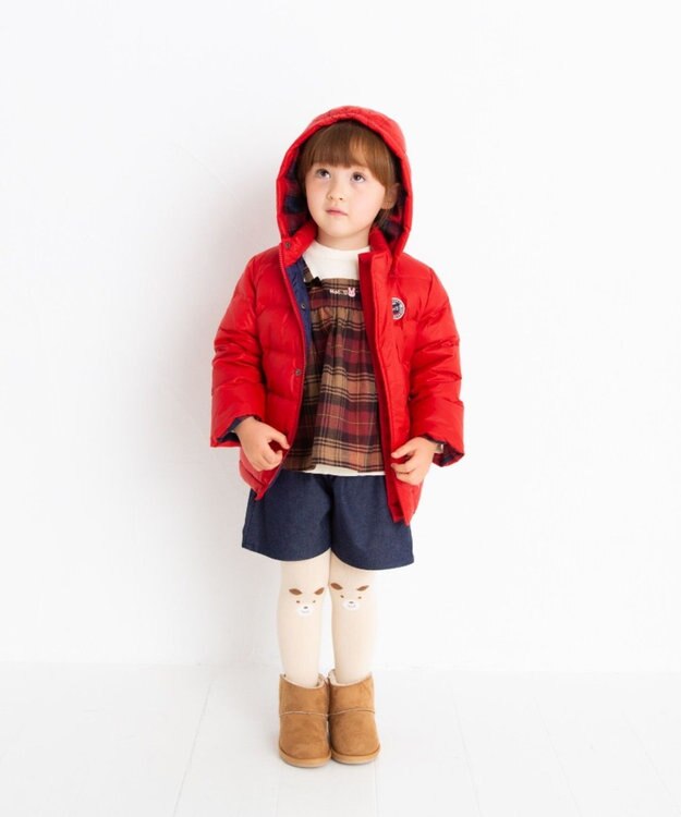 MIKI HOUSE HOT BISCUITS 【80-130cm】 ダウンジャケット コーラルレッド