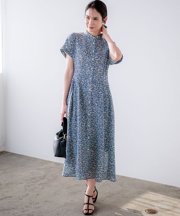 組曲 【先行予約】フラワーガーデンプリント ワンピース ブルー系5