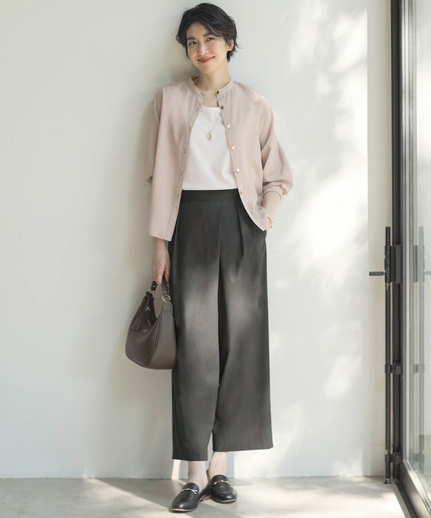 J.PRESS LADIES L ワイドリブジャージー ノースリーブ カットソー ホワイト系