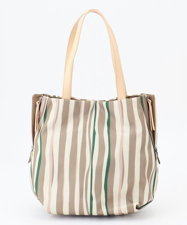 Y'SACCS 【ムック本掲載】ドローイングストライプ　ミニトートバッグ グレージュ