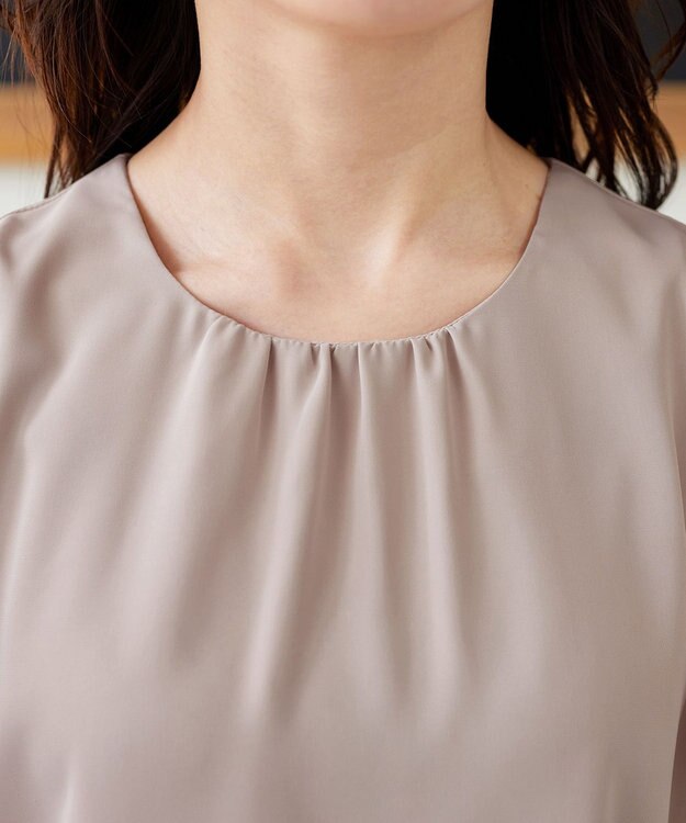 Tiaclasse 【洗える】袖レースレイヤードブラウス ベージュ