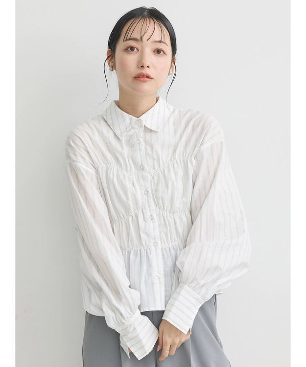 earth music&ecology ビスチェライクシャーリングシャツ（ストライプ） Stripe