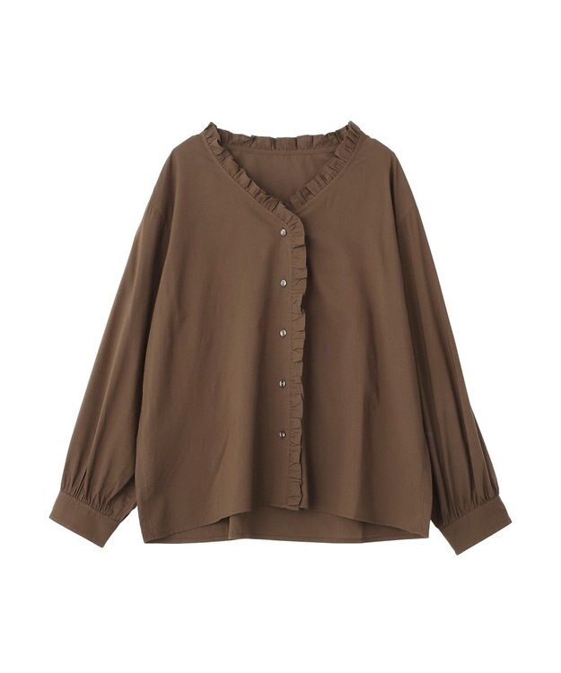 AMERICAN HOLIC フリルVネックブラウス Brown
