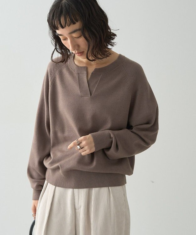 AMERICAN HOLIC バイパチカフタンネックラグランニットプルオーバー Mocha