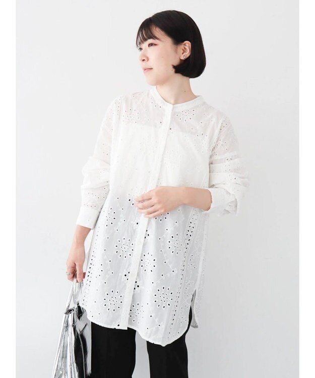 Green Parks ・ＳＵＧＡＲ　ＳＰＯＯＮ　刺繍レースシャツチュニック Off White