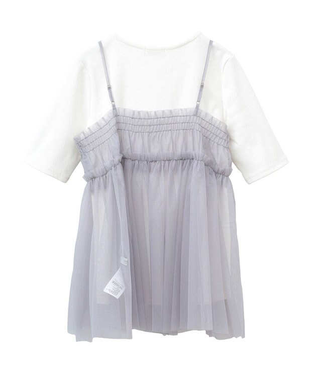 earth music&ecology ＳＥＴ２点チュールビスチェ＋リブプルオーバー Gray