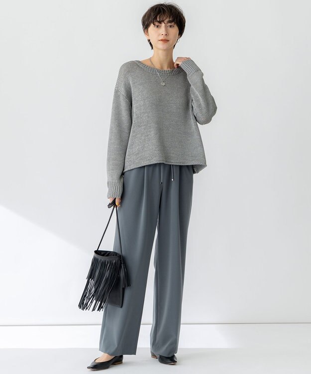 23区 L 【セットアップ対応/洗える】2WAYストレッチツイル ワイドパンツ モスグリーン系