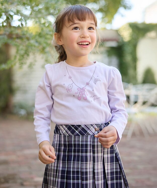 ANY KIDS 【WEB限定】7days プリント 長袖Tシャツ ラベンダー×ネックレス