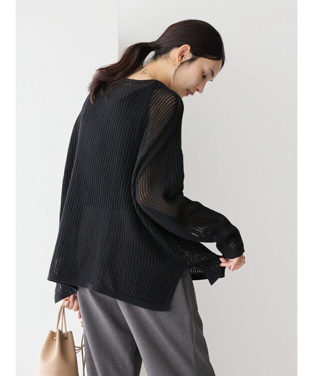 AMERICAN HOLIC 透かし編みメッシュニットプルオーバー Brown