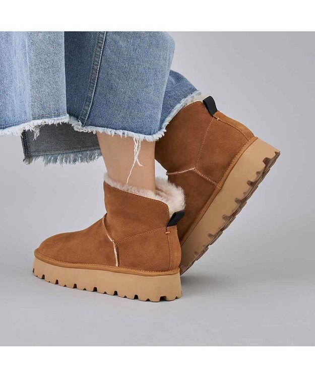 MODE ET JACOMO <carino>本革ムートンショートブーツ キャメル