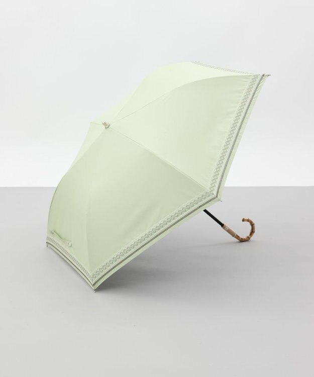 AURORA 【 BLAO（ブラオ）】刺しゅう晴雨兼用傘(折りたたみ傘) ペールグリーン