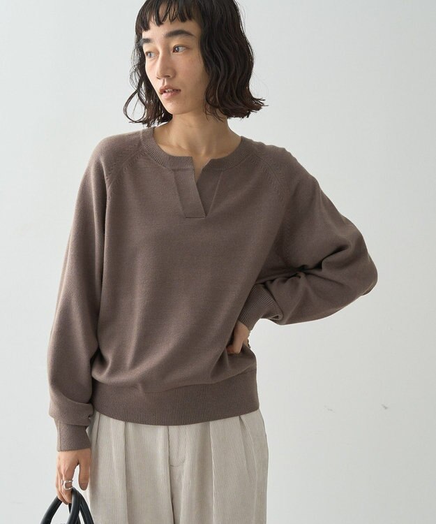 AMERICAN HOLIC バイパチカフタンネックラグランニットプルオーバー Mocha