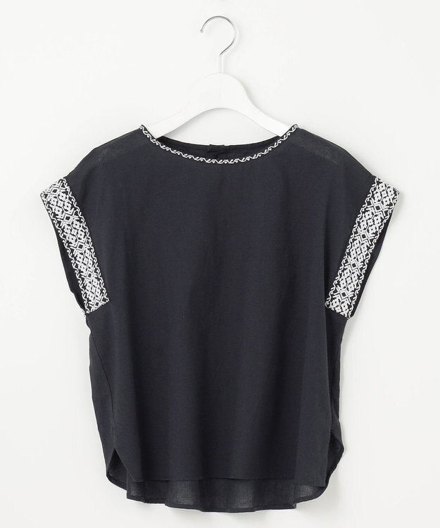 23区 【Indian Factory】コットンフレックス エンブロイダリーブラウス ネイビー系