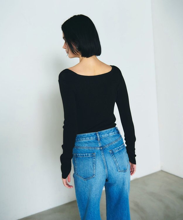 GRACE CONTINENTAL ルーズフレアデニムパンツ インディゴ