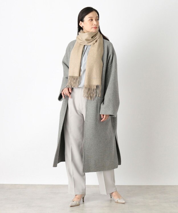 MOONBAT 【洗えるカシミヤ】FURLA カシミヤ100％ 無地ビッグマフラー／幅50cm ベージュ