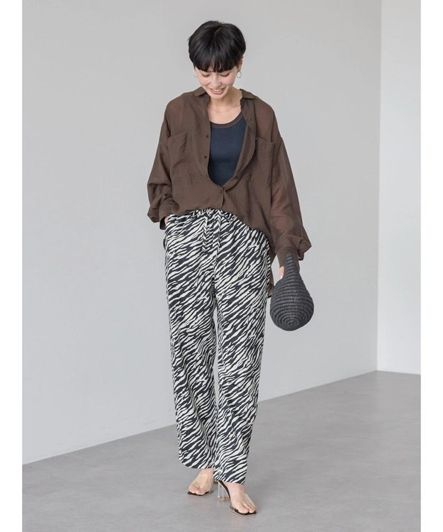 AMERICAN HOLIC シアーＣＯＯＬポケット付きルーズシャツ Brown