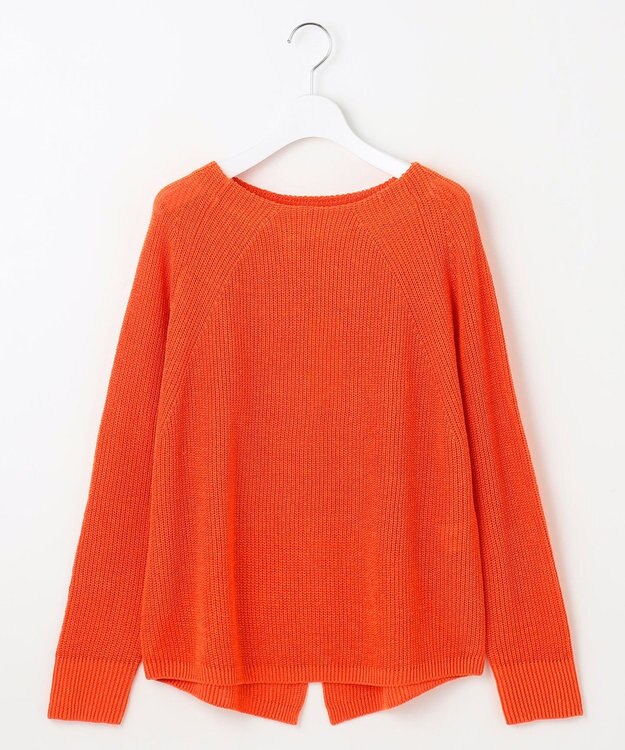 自由区 L 【カタログ掲載・WEB限定カラーあり・洗える】リネンミドルゲージボートネック ニット [新色]オレンジ