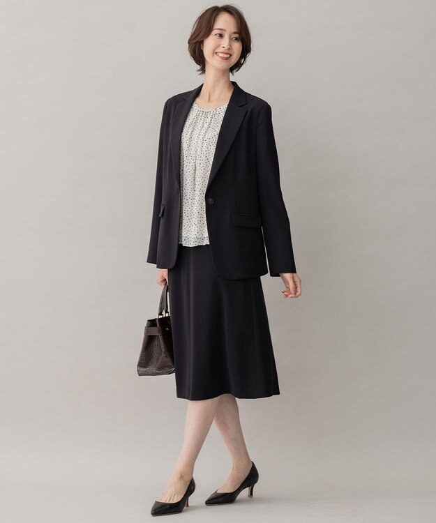 自由区 【XSサイズ～/洗える】ダブルフェイススーティング テーラードジャケット ミッドナイト