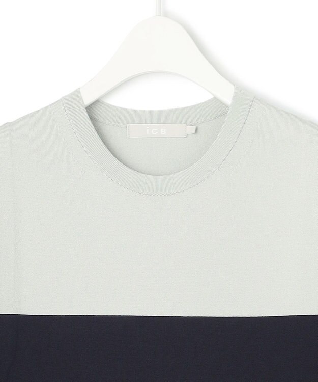 ICB L 【WEB限定カラーあり・接触冷感・UVケア・洗える】 シンセティックハイゲージ ワンピース アイスグレー×ネイビー系