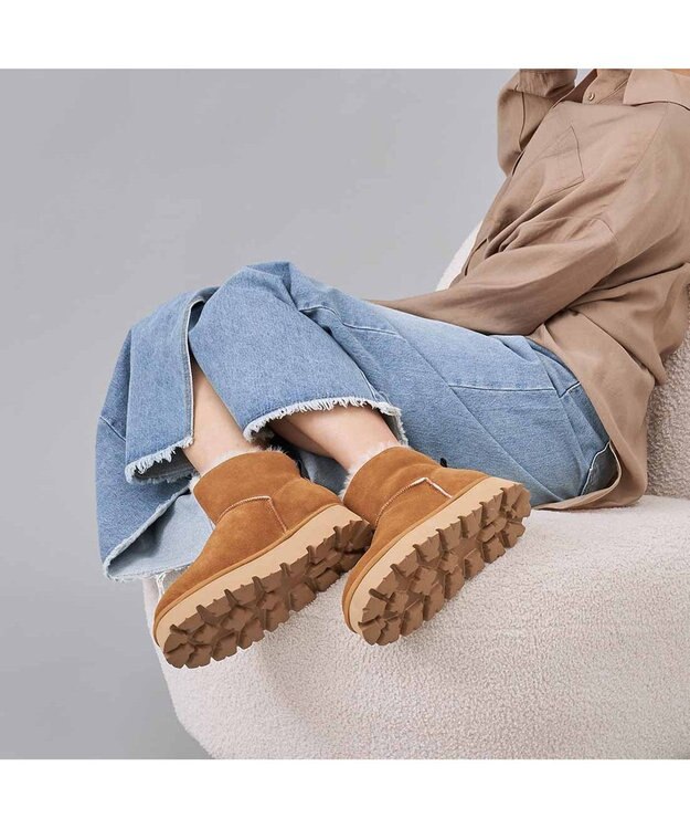 MODE ET JACOMO <carino>本革ムートンショートブーツ キャメル