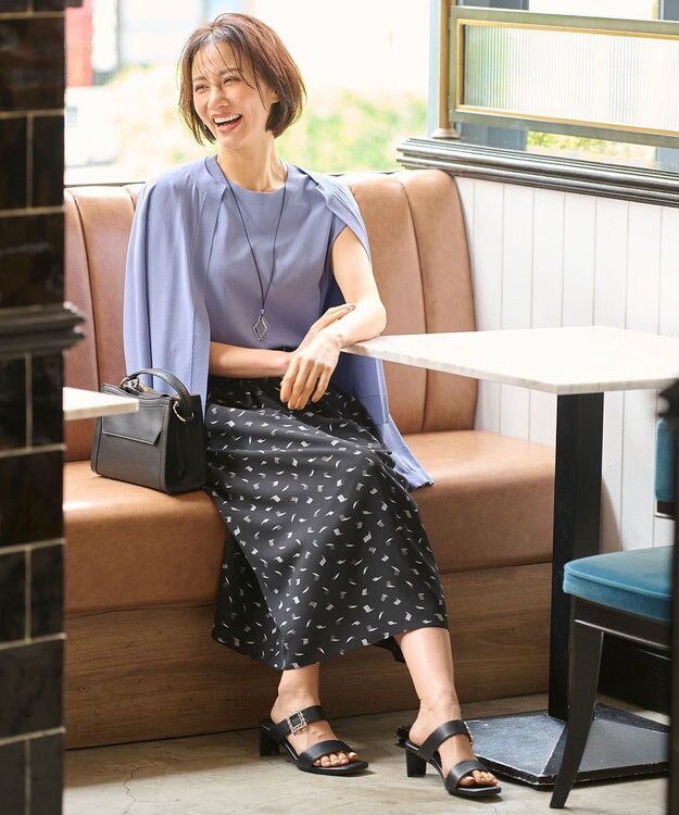 自由区 【洗える・XSサイズあり】クレープストレッチ カーディガン ダルブルー系