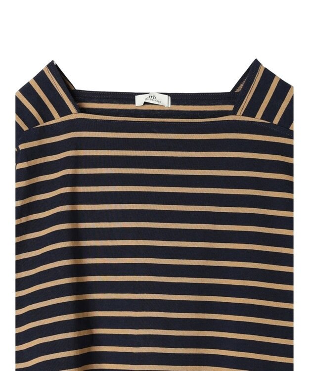 earth music&ecology スクエアボーダープルオーバー Navy