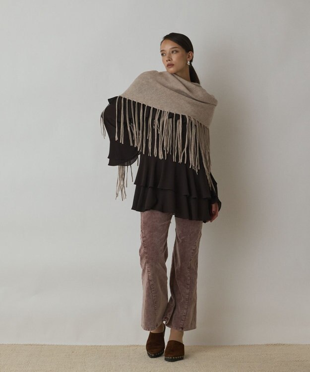 GRACE CONTINENTAL フリンジストール ベージュ