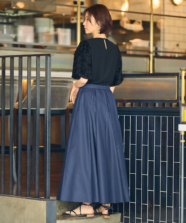 自由区 【洗える・XSサイズあり】シアーシャイニー スカート ダルブルー系