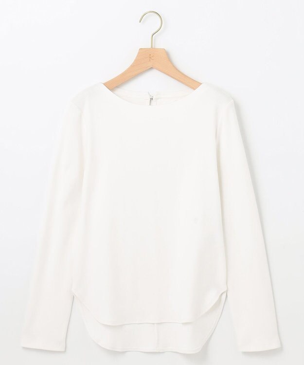 組曲 【ストレッチ・長袖】コットンフライス バスクTシャツ アイボリー系