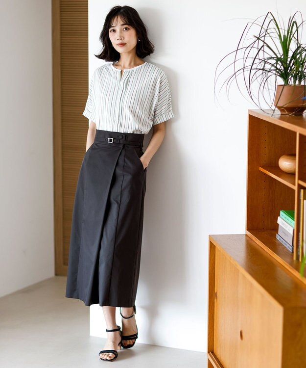 ANY SIS L ツイステッドクリアチノ スカート アイアンブルー