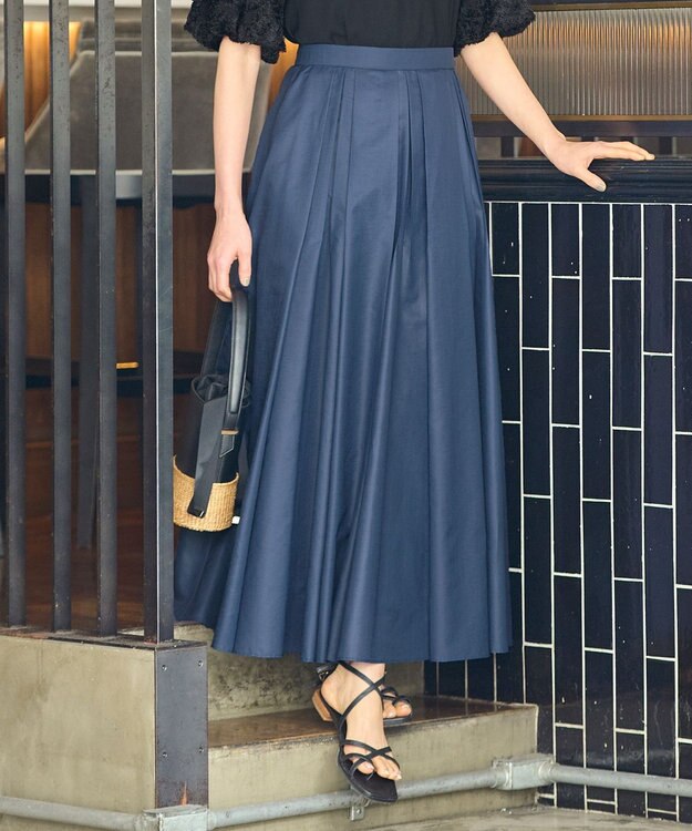 自由区 【洗える・XSサイズあり】シアーシャイニー スカート ダルブルー系