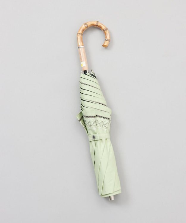 AURORA 【 BLAO（ブラオ）】刺しゅう晴雨兼用傘(折りたたみ傘) ペールグリーン