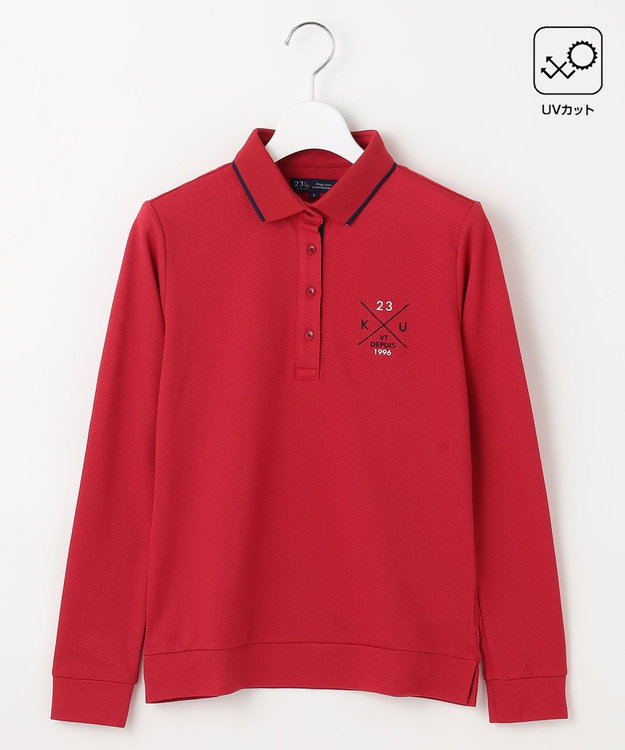 23区GOLF 【WOMEN】【UVカット】ハニカムカノコ長袖ポロシャツ