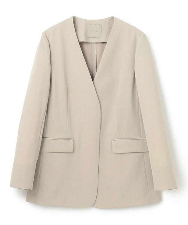 UNFILO TENNEN TOUCH ノーカラージャケット ベージュ