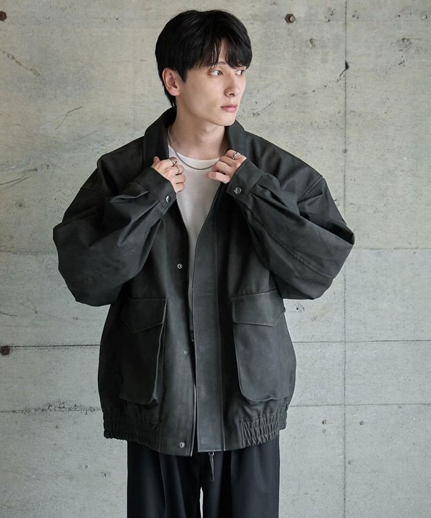 WEGO 【ユニセックス着用ITEM】エコレザー2WAYフライトジャケット 柄1