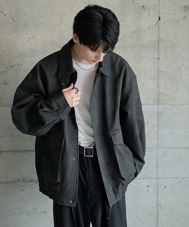 WEGO 【ユニセックス着用ITEM】エコレザー2WAYフライトジャケット 柄1