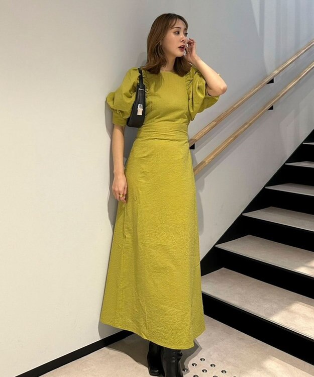 Green Parks AnriettMusee バックカットワークワンピース Lime Green