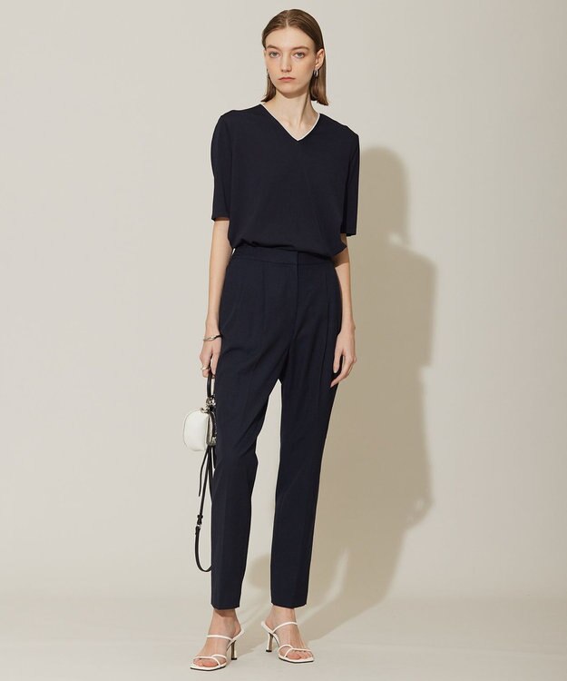 ICB 【WEB限定カラーあり・接触冷感・UVケア・洗える】 シンセティックハイゲージ 半袖ニット ネイビー系